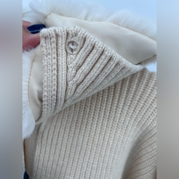 NWT $268 Rails esme Cardigan sweater in Ivory size M Removable Faux Fur Collar - Picture 9 of 16